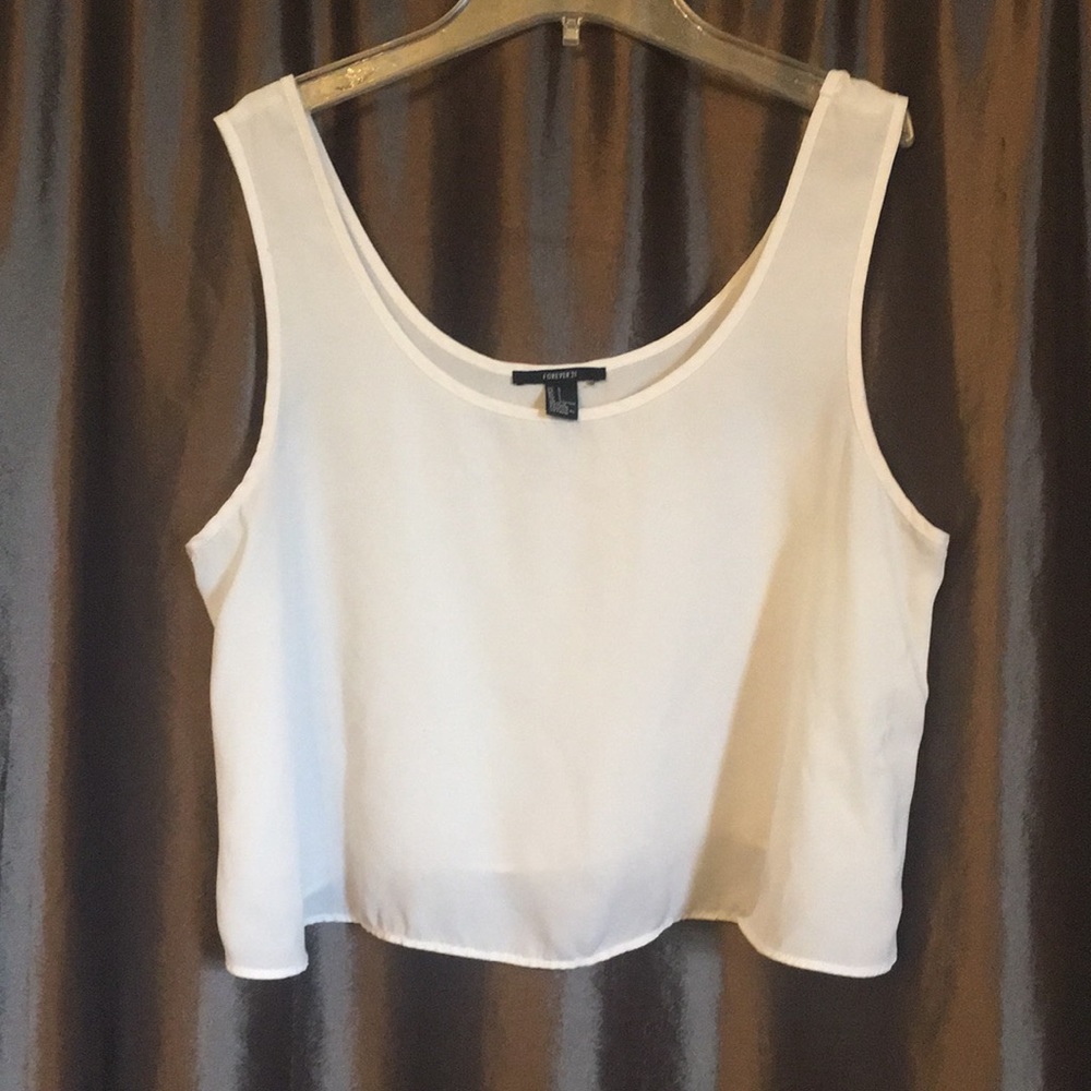 Creme colored silk crop top